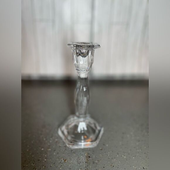 🔥❤️🔥 2 Crystal-like Geometric Design Glass Tapered Candlestick Holders EPC - Picture 7 of 9